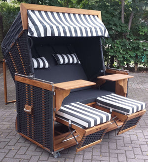 Strandkorb kaufen - Heringsdorf Modell Sylt Teak 2,5 XL-Sitzer, wie abgebildet - Strandkorb Prieß