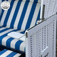 Strandkorb Sonnenpartner Modell Konsul, Geflecht weiss, Holz weiss-blau lackiert Sonderfarbe Dessin 20 blau weiss - Strandkorb Prieß
