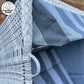Strandkorb Sonnenpartner Modell Classic Holz natur lasiert PE-Geflecht white washed Dessin 19 uni jeansblau - Strandkorb Prieß