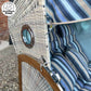7018 Strandkorb Prieß Modell Meister, Foto zeigt Iroko Holz, PE Geflecht taupe, Größe wählbar, Stoffdessin wie abgebildet - Strandkorb Prieß