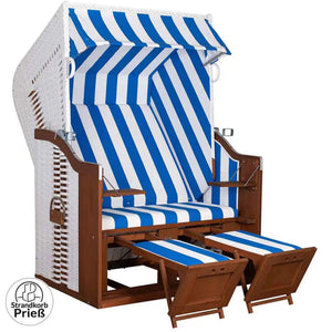 Strandkorb Trendy Modell Ostsee Fehmarn PVC weiss, Mahagoni, weiss blau, Dessin 991 - Strandkorb Prieß