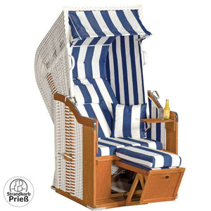 Strandkorb SunnySmart Rustikal 250 Plus, 1-Sitzer, PVC-Geflecht weiss, Dessin 1080 - Strandkorb Prieß