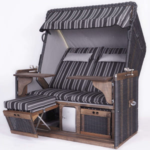 Strandkorb kaufen - Heringsdorf Modell Wangerooge 2,5-XL-Sitzer mit Kühlschrank, wie abgebildet - Strandkorb Prieß